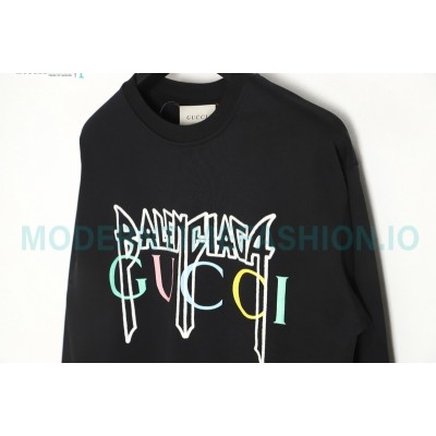 Balenciaga - Gucci Embroidered Logo Printed Crewneck Hoodie