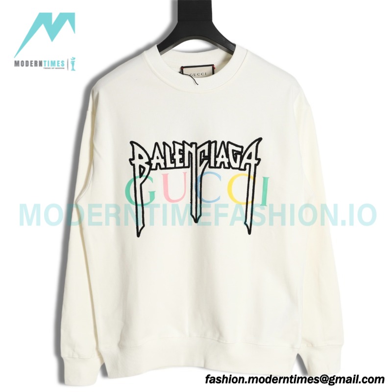 Balenciaga - Gucci Embroidered Logo Printed Crewneck Hoodie