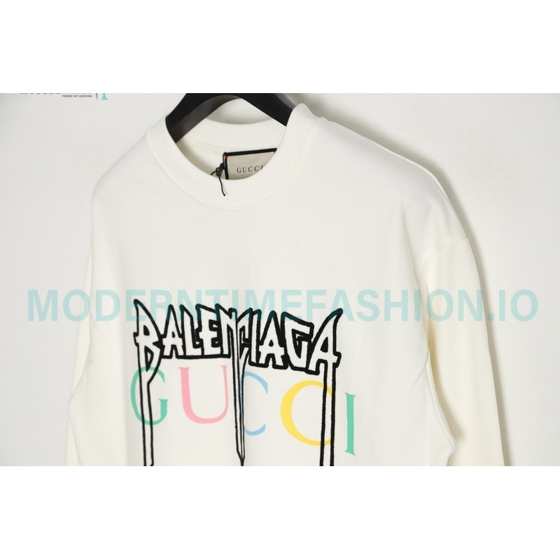 Balenciaga - Gucci Embroidered Logo Printed Crewneck Hoodie