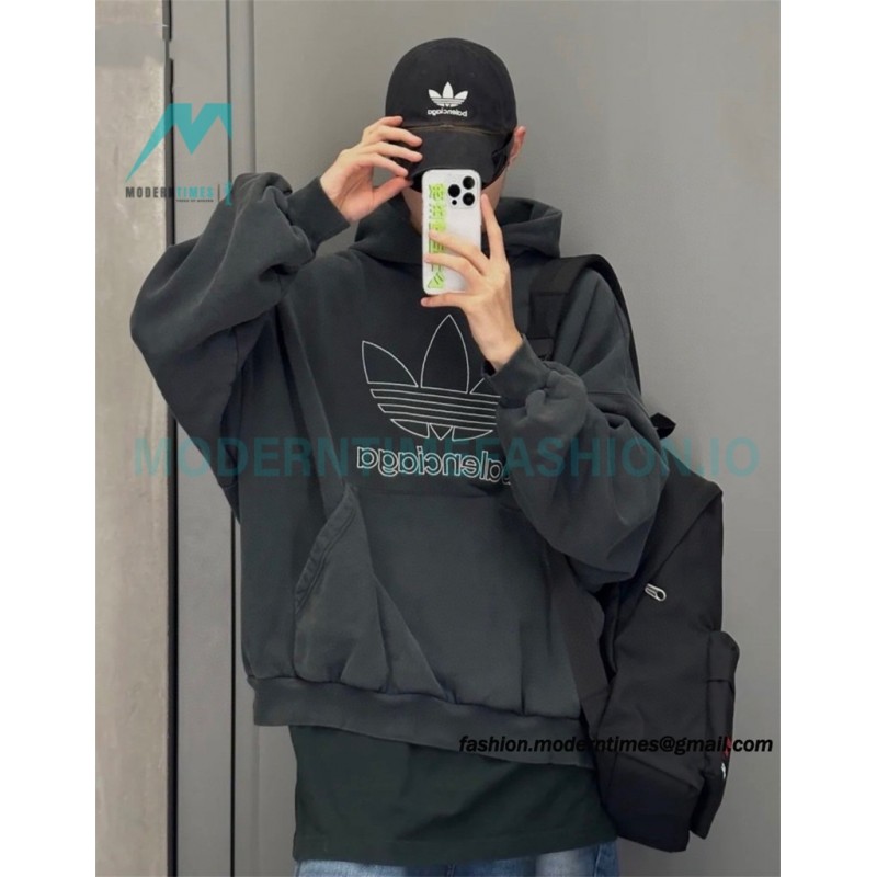 Balenciaga - Adidas Co-brand Embroidered Clover Hoodie