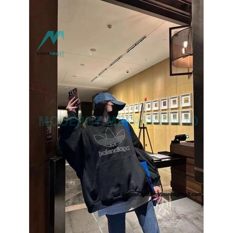 Balenciaga - Adidas Co-brand Embroidered Clover Hoodie