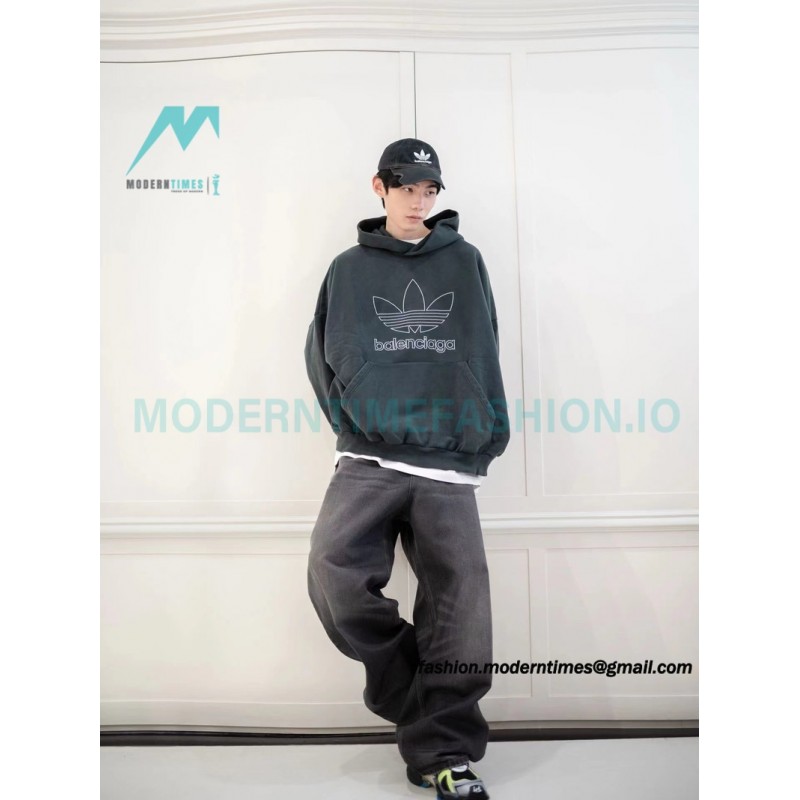 Balenciaga - Adidas Co-brand Embroidered Clover Hoodie