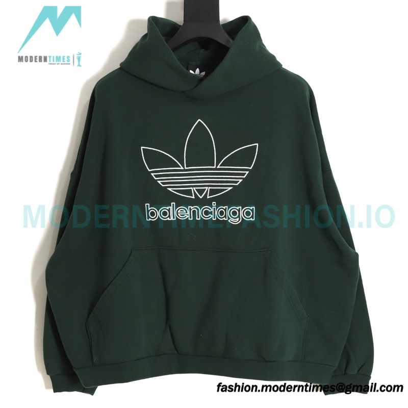 Balenciaga - Adidas Co-brand Embroidered Clover Hoodie