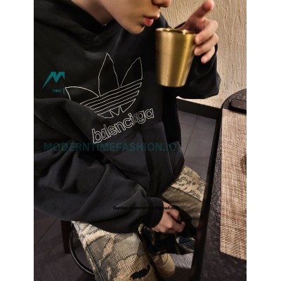 Balenciaga - Adidas Co-brand Embroidered Clover Hoodie
