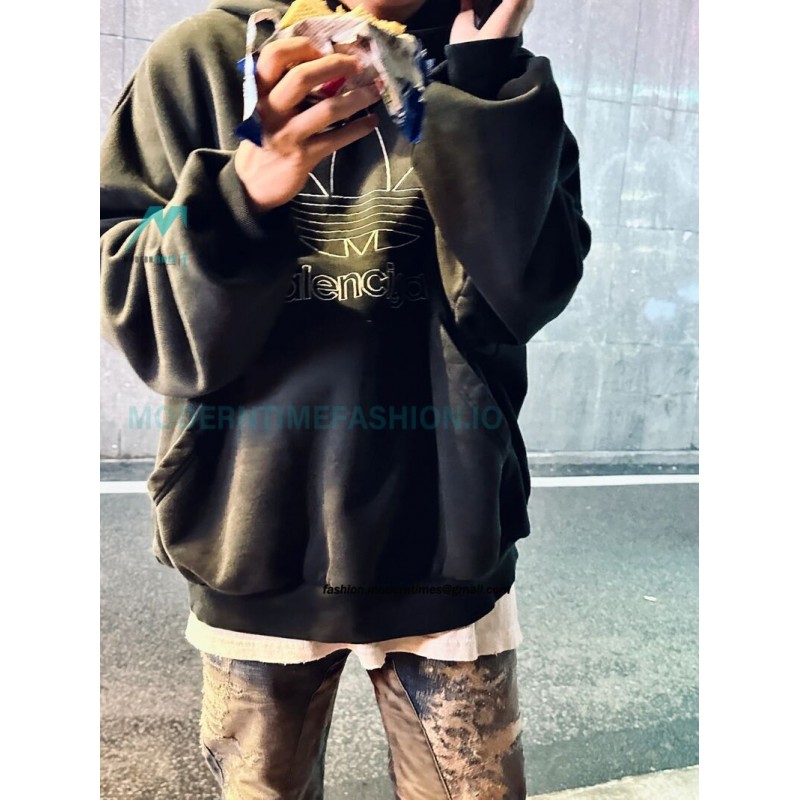 Balenciaga - Adidas Co-brand Embroidered Clover Hoodie