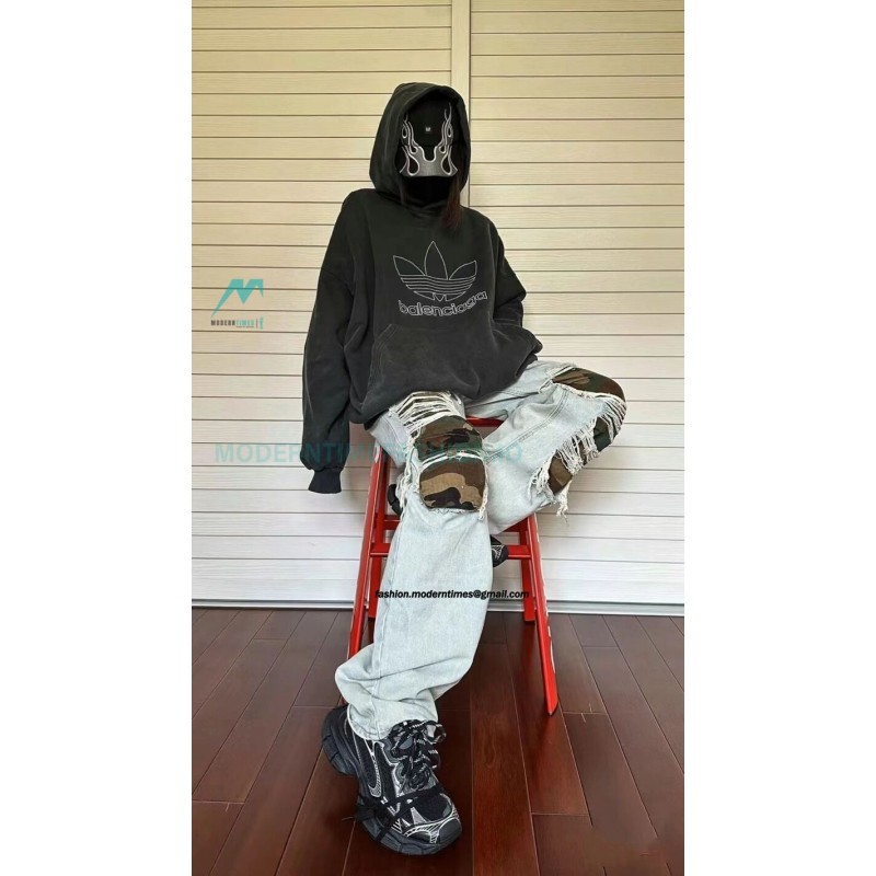 Balenciaga - Adidas Co-brand Embroidered Clover Hoodie