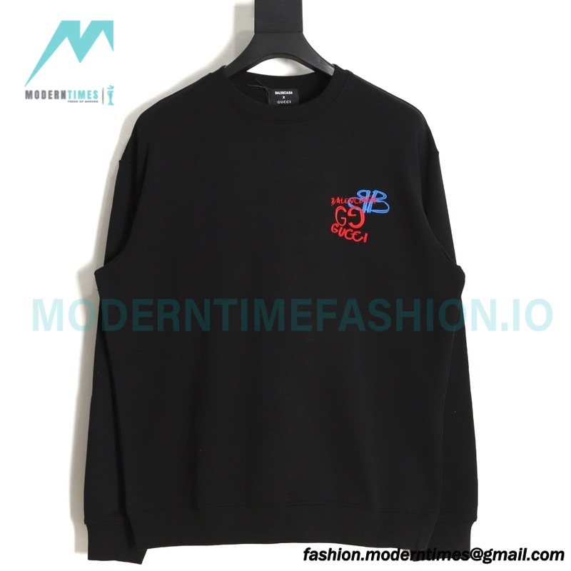 Gucci - Balenciaga Co-branded Embroidered Crew-neck Hoodie