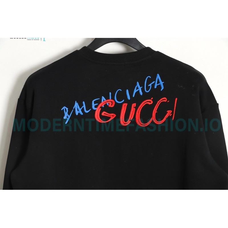 Gucci - Balenciaga Co-branded Embroidered Crew-neck Hoodie