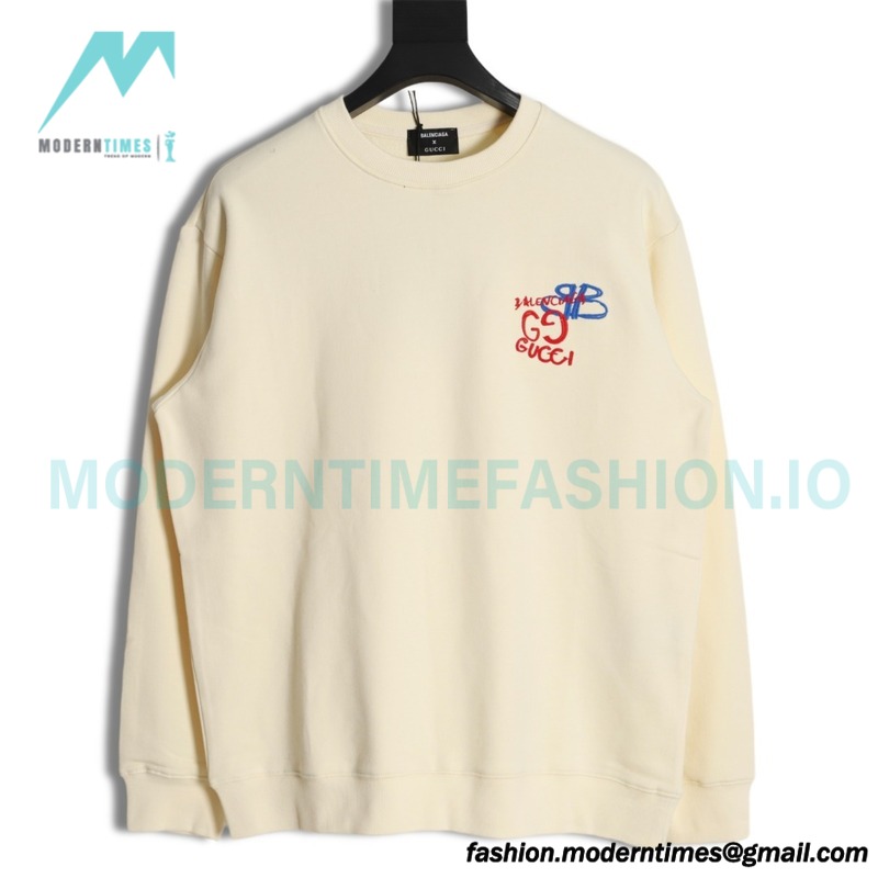 Gucci - Balenciaga Co-branded Embroidered Crew-neck Hoodie
