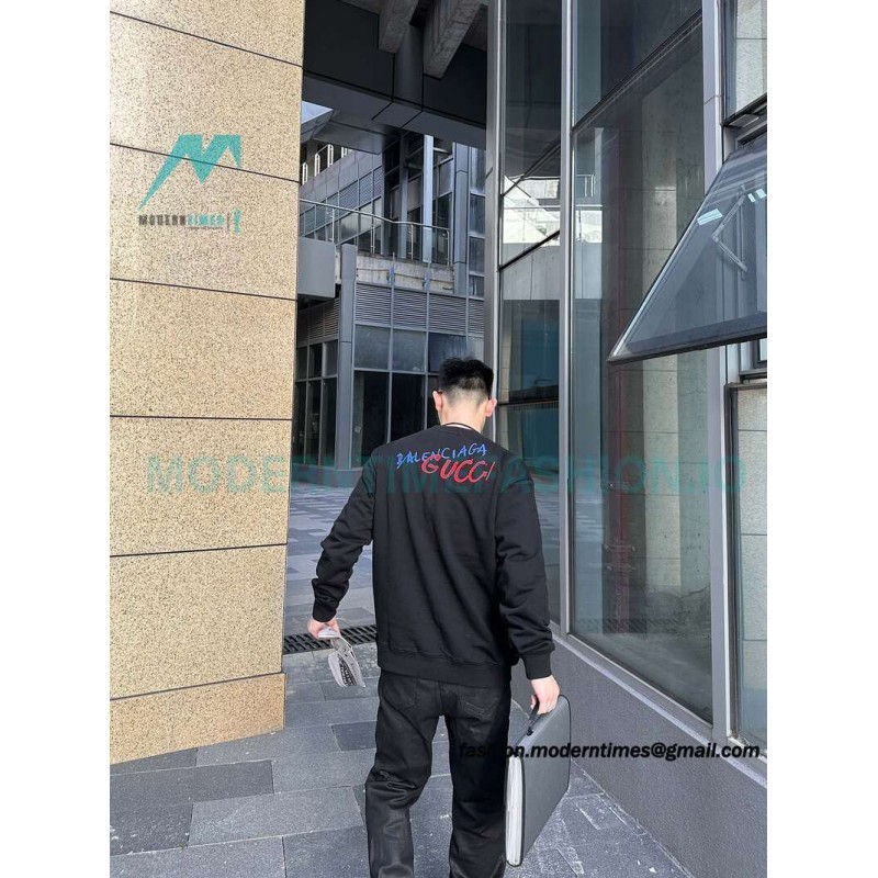 Gucci - Balenciaga Co-branded Embroidered Crew-neck Hoodie