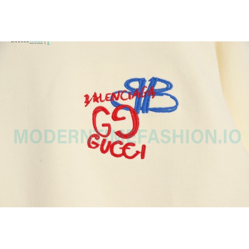 Gucci - Balenciaga Co-branded Embroidered Crew-neck Hoodie