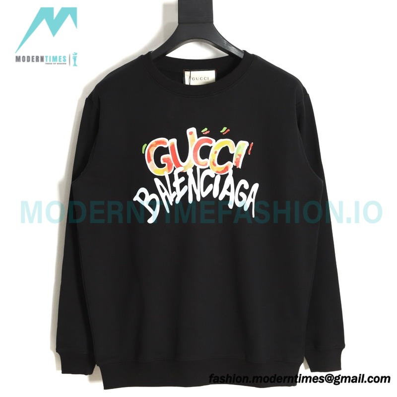  Gucci - Balenciaga Hand Painted Crew-neck Hoodie