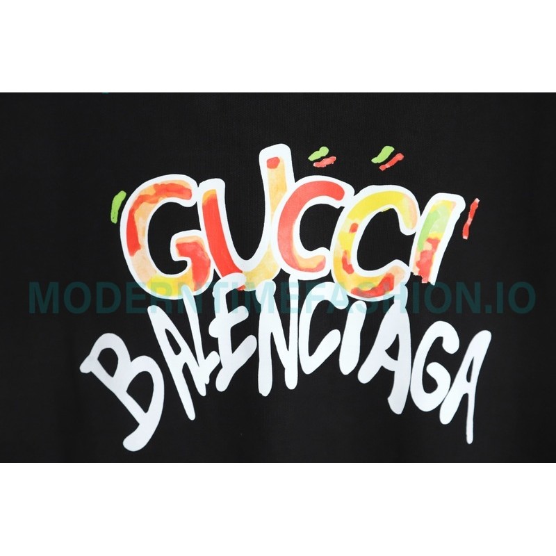  Gucci - Balenciaga Hand Painted Crew-neck Hoodie
