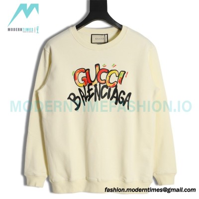  Gucci - Balenciaga Hand Painted Crew-neck Hoodie