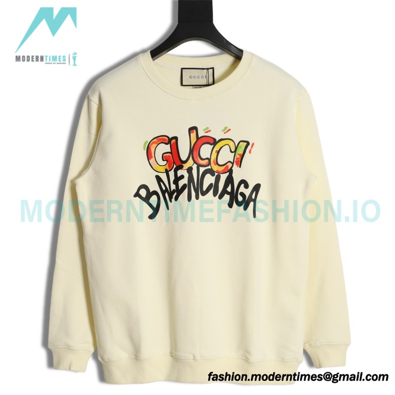  Gucci - Balenciaga Hand Painted Crew-neck Hoodie