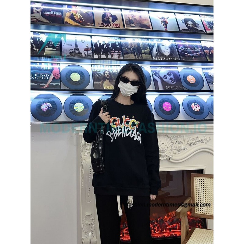  Gucci - Balenciaga Hand Painted Crew-neck Hoodie