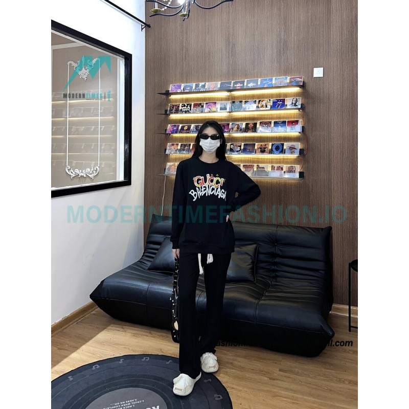  Gucci - Balenciaga Hand Painted Crew-neck Hoodie