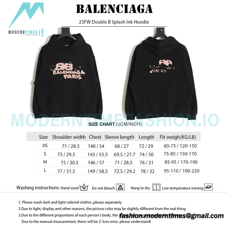 Balenciaga - 23FW Double B Splash Ink Hoodie