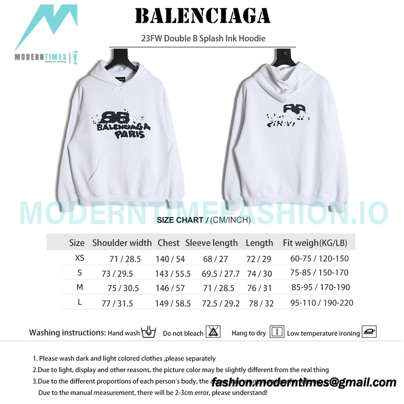 Balenciaga - 23FW Double B Splash Ink Hoodie