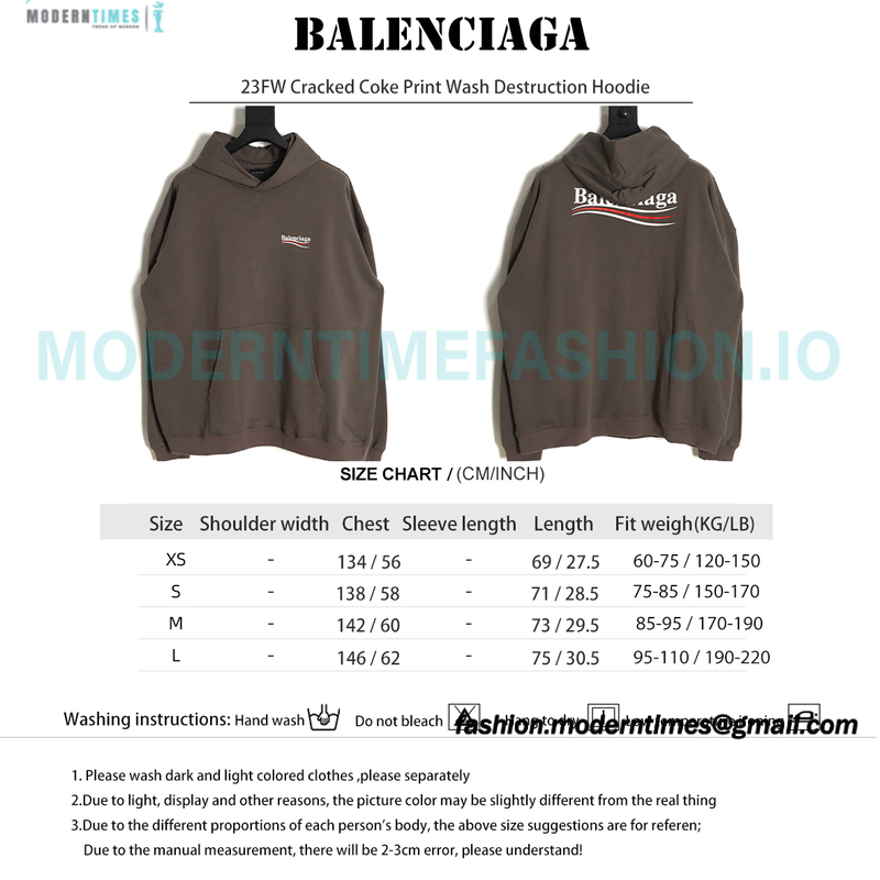 Balenciaga - 23FW Cracked Coke Print Wash Destruction Hoodie