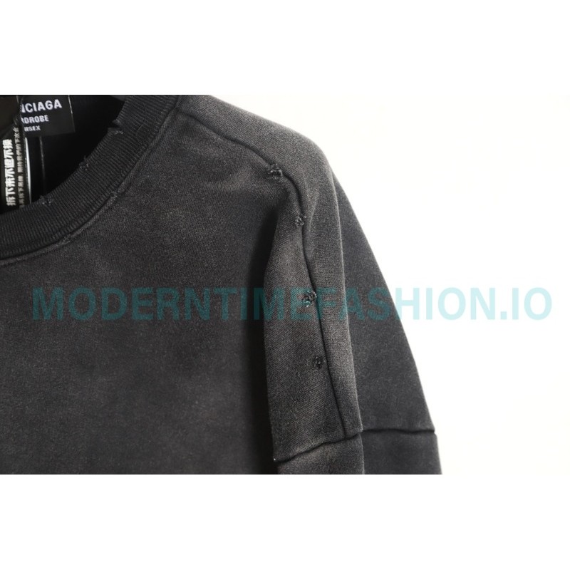 Balenciaga - Gradient Wash Destroys Hand-painted Cursive Lettered Crew-neck Hoodie