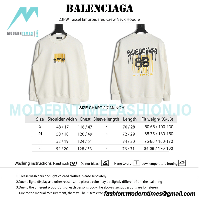 Balenciaga - 23FW Tassel Embroidered Crew Neck Hoodie
