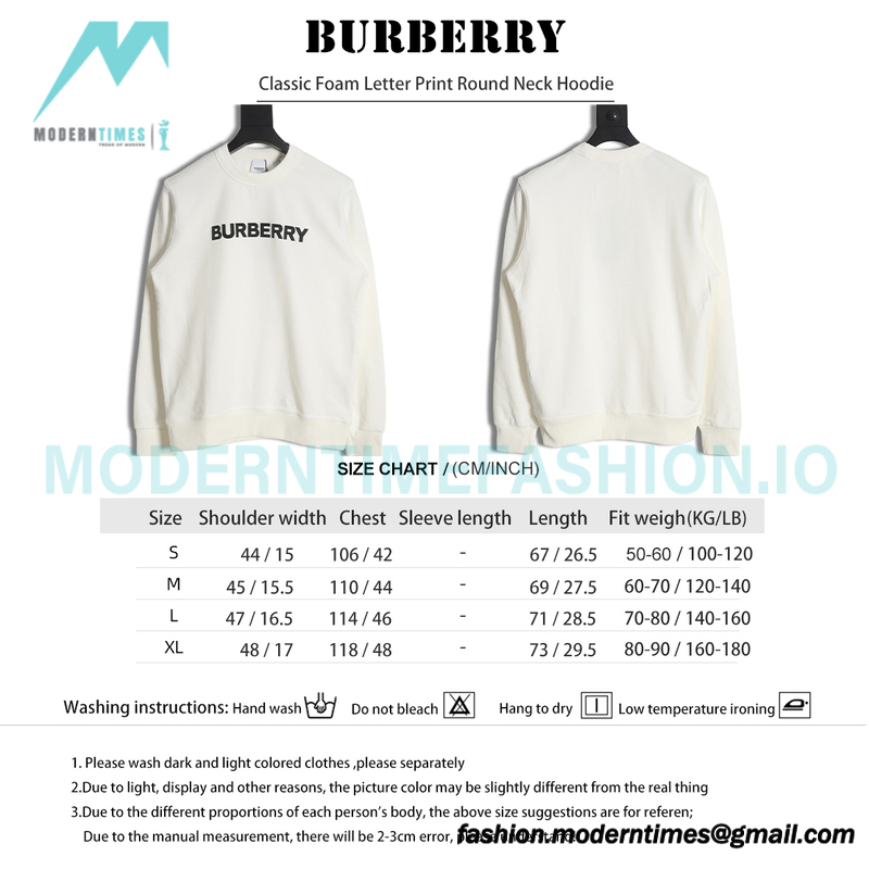 Burberry - Classic Foam Letter Print Round Neck Hoodie