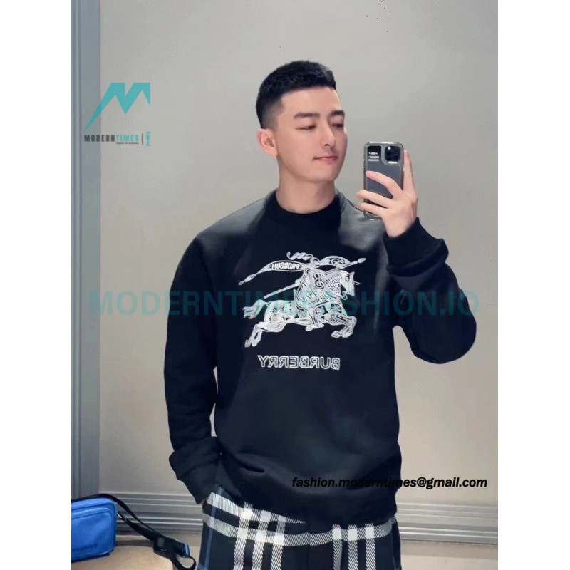 Burberry - 23 New War Horse Equestrian Rider Embroidered Crewneck Hoodie