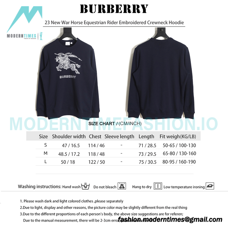 Burberry - 23 New War Horse Equestrian Rider Embroidered Crewneck Hoodie