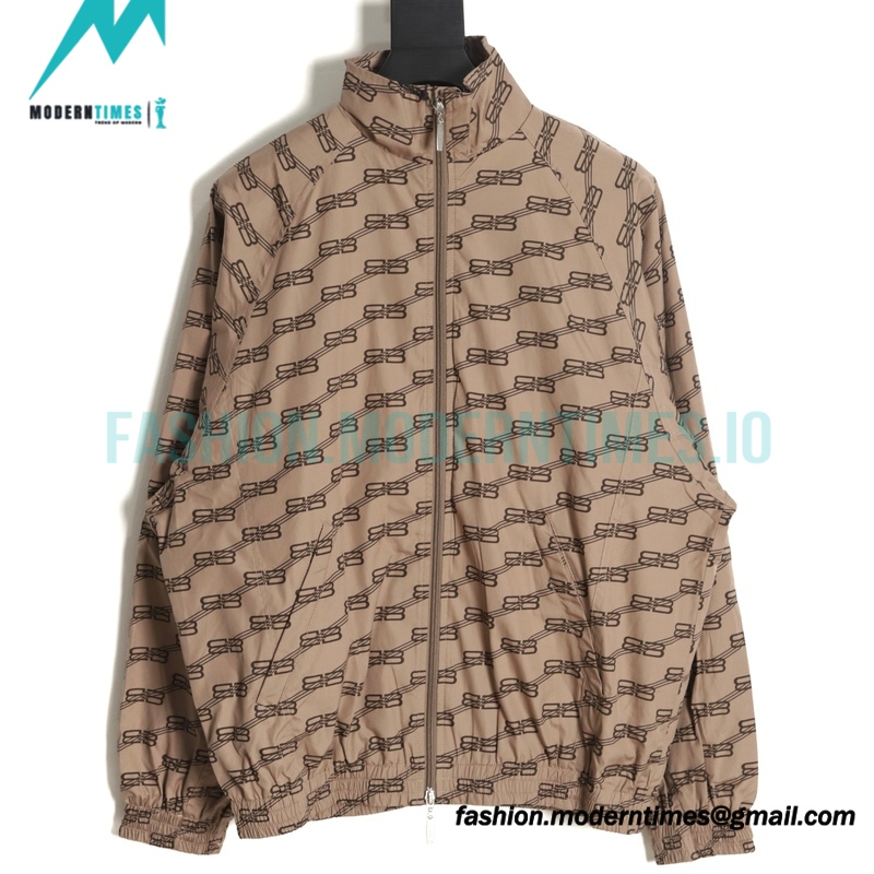 Balenciaga - Khaki Full Print Buckle Hardshell Jacket