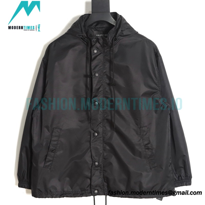 Balenciaga - 23FW New Plain Print Hooded Coat Trench Jacket