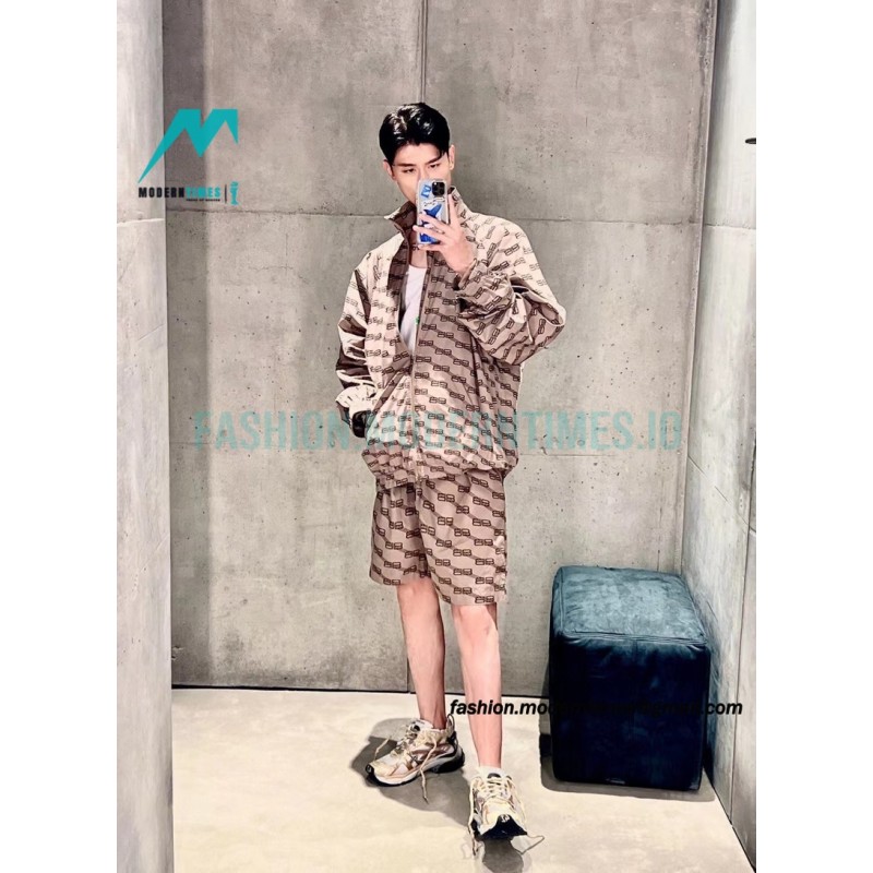 Balenciaga - Khaki Full Print Buckle Hardshell Jacket