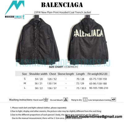 Balenciaga - 23FW New Plain Print Hooded Coat Trench Jacket