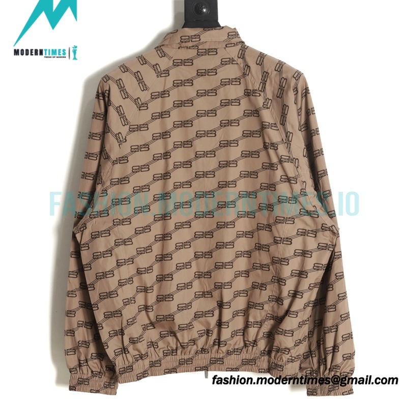Balenciaga - Khaki Full Print Buckle Hardshell Jacket
