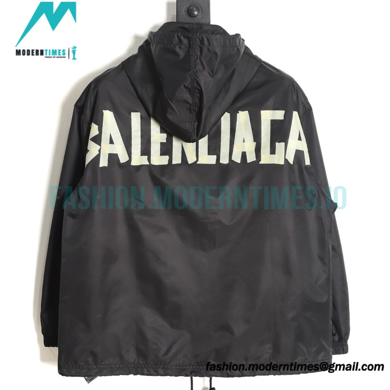 Balenciaga - 23FW New Plain Print Hooded Coat Trench Jacket