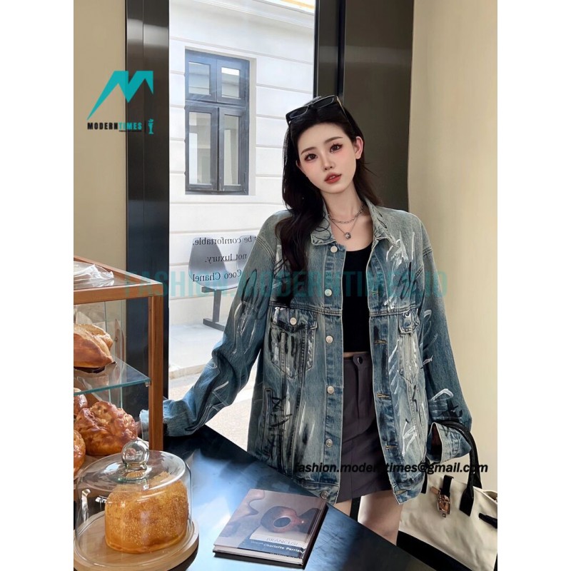 Balenciaga - 23FW Heavy Hand Painted Denim Jacket