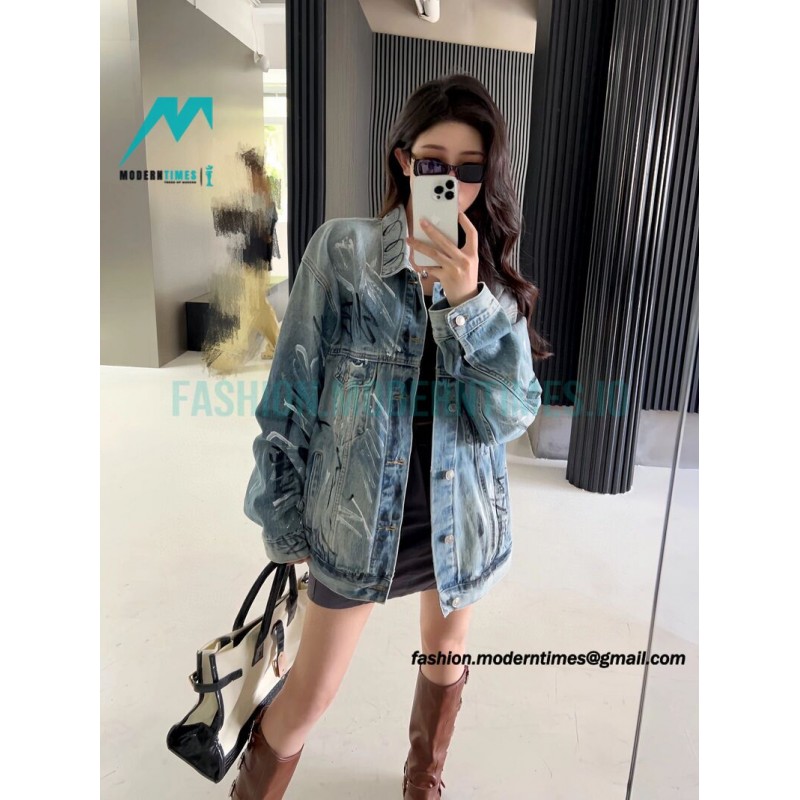 Balenciaga - 23FW Heavy Hand Painted Denim Jacket