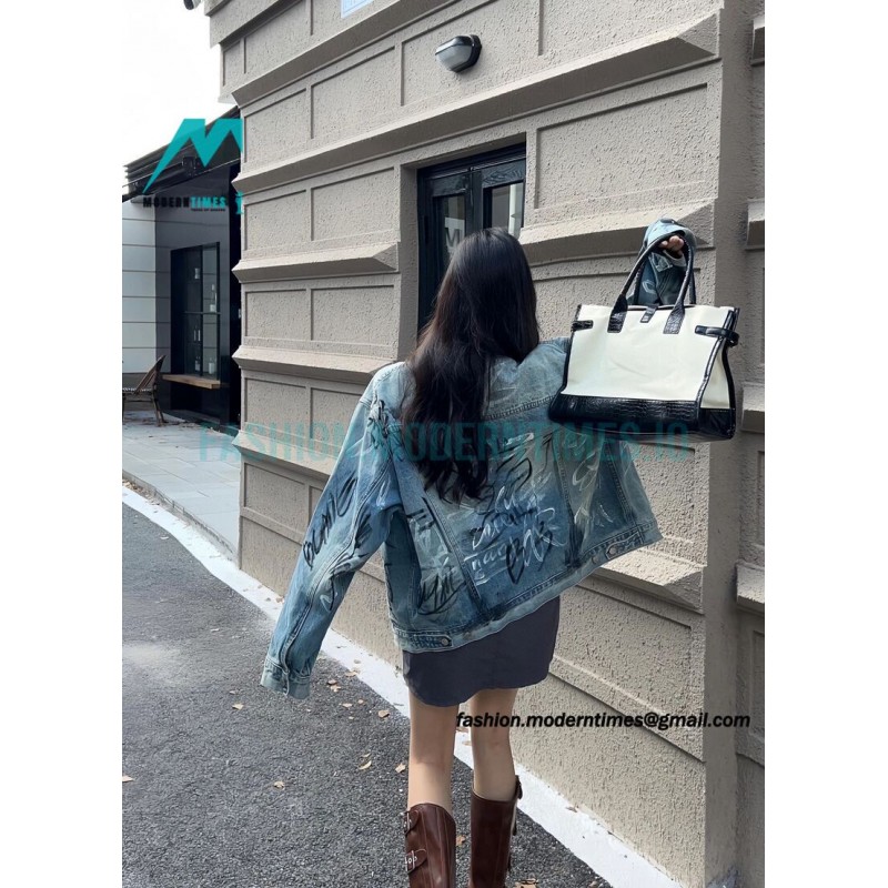 Balenciaga - 23FW Heavy Hand Painted Denim Jacket