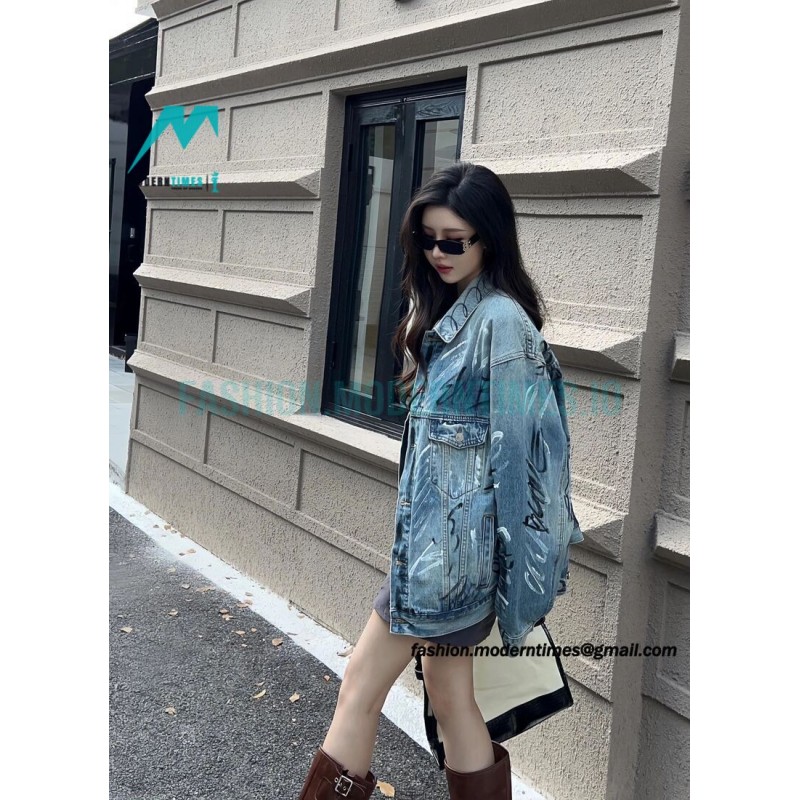 Balenciaga - 23FW Heavy Hand Painted Denim Jacket
