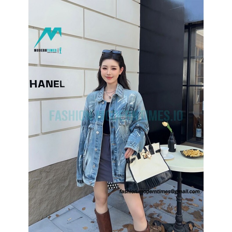 Balenciaga - 23FW Heavy Hand Painted Denim Jacket