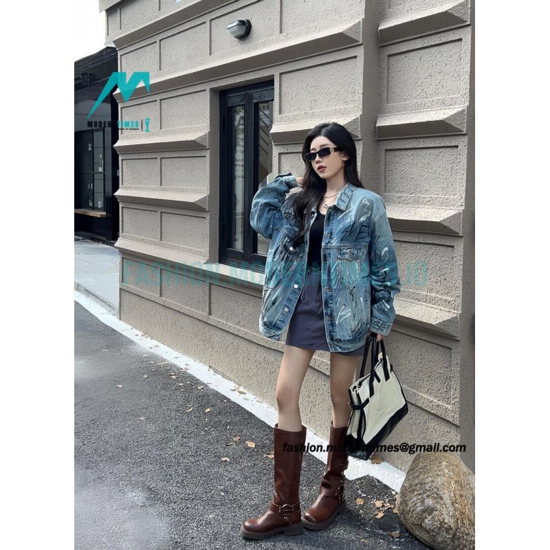 Balenciaga - 23FW Heavy Hand Painted Denim Jacket