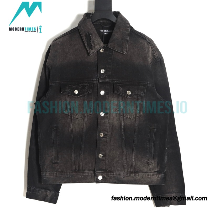 Balenciaga - 23Fw Backside Lightning Grinds And Destroys Denim Jacket