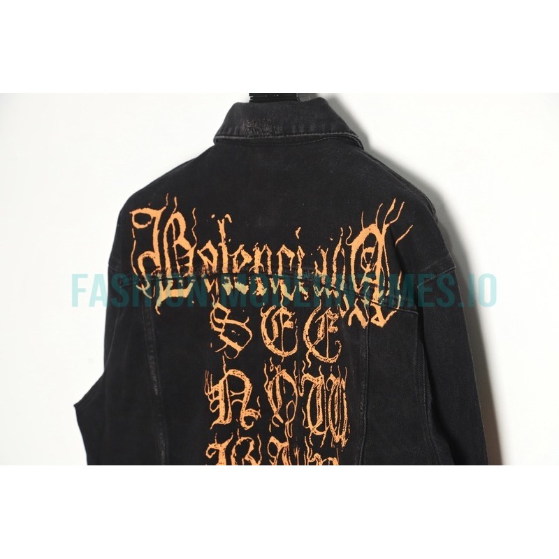 Balenciaga - 23SS New Mud Dyed Sanskrit Destruction Denim Jacket