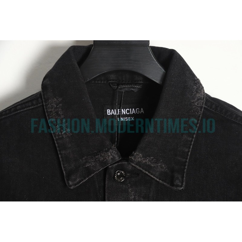 Balenciaga - 23SS New Mud Dyed Sanskrit Destruction Denim Jacket