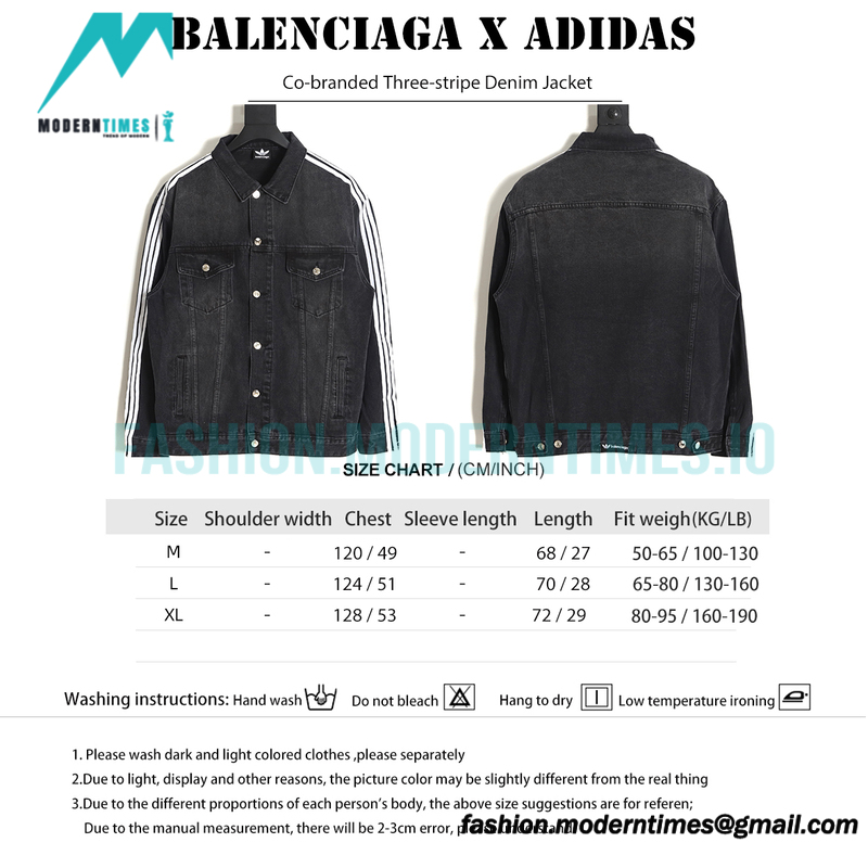Balenciaga - Adidas Co-branded Three-stripe Denim Jacket