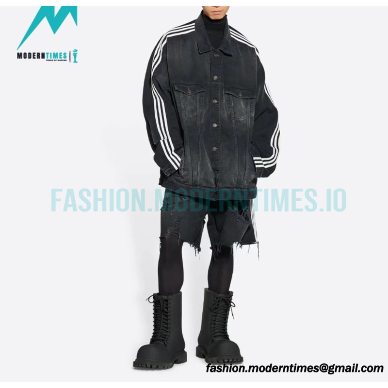 Balenciaga - Adidas Co-branded Three-stripe Denim Jacket