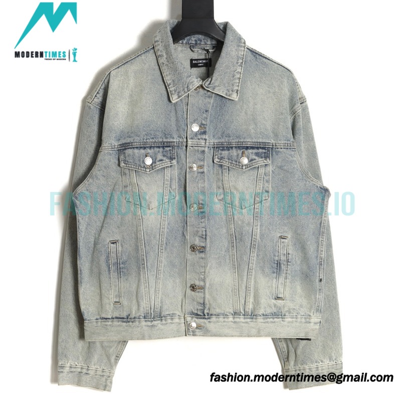 Balenciaga - 23ss Double B Hand-painted Graffiti Print Denim Coat