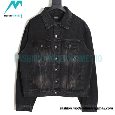 Balenciaga - 23ss Double B Hand-painted Graffiti Print Denim Coat