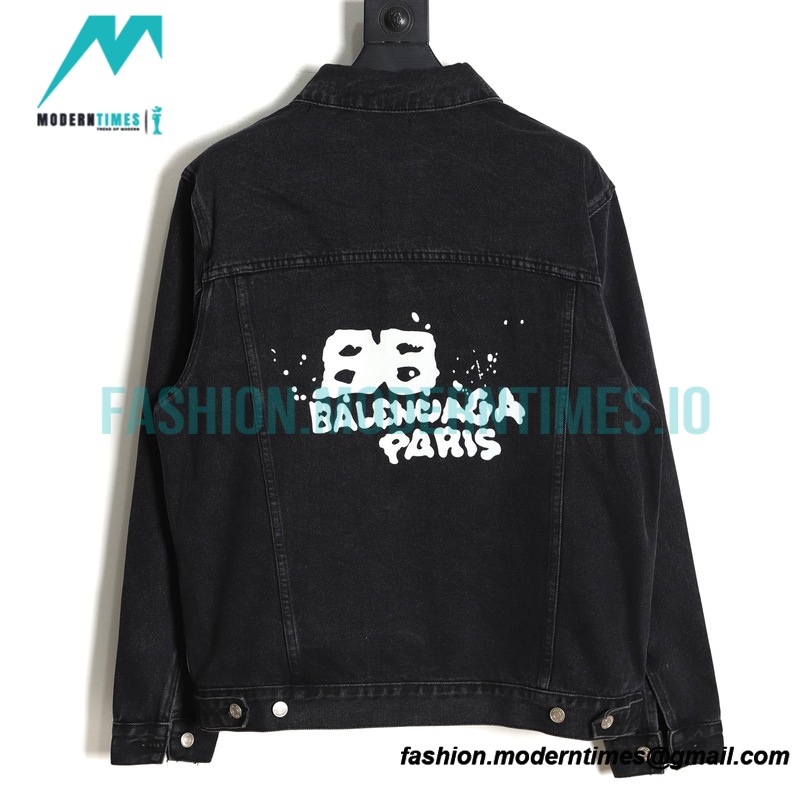 Balenciaga - Double B Graffiti Wash Denim Jacket