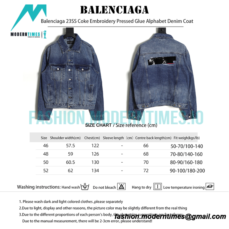  Balenciaga - 23SS Coke Embroidery Pressed Glue Alphabet Denim Jacket